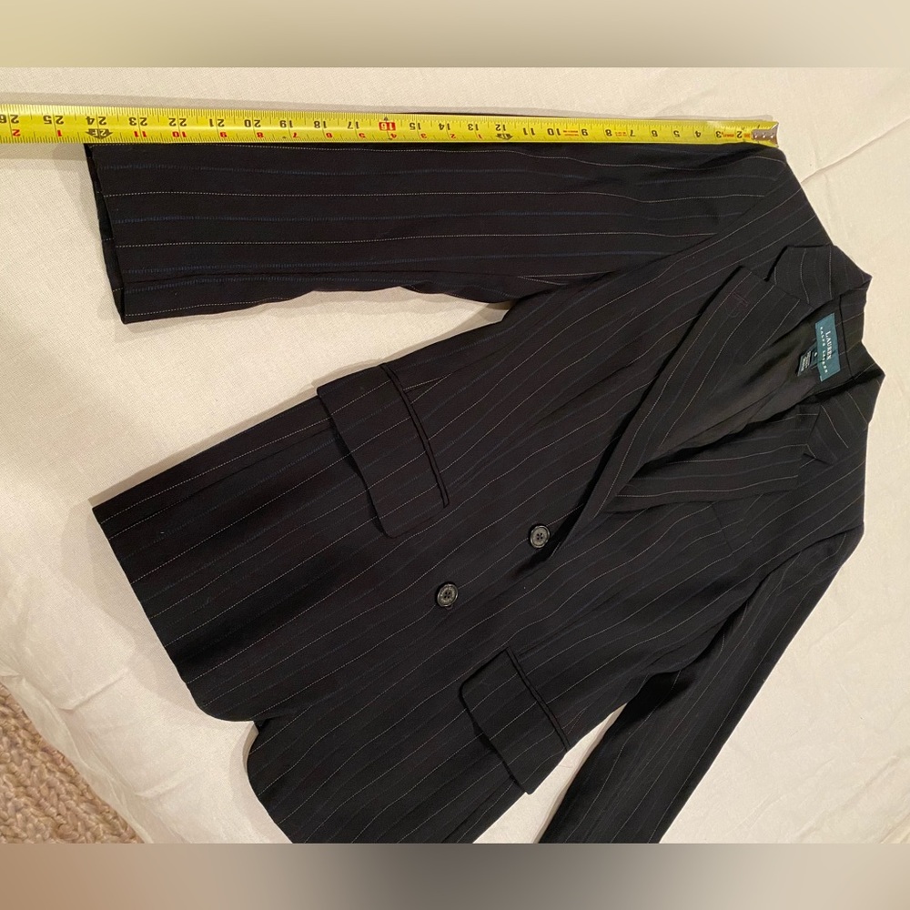 Lauren Ralf Lauren black with blue grey stripes blazer S 6 - Picture 8 of 10